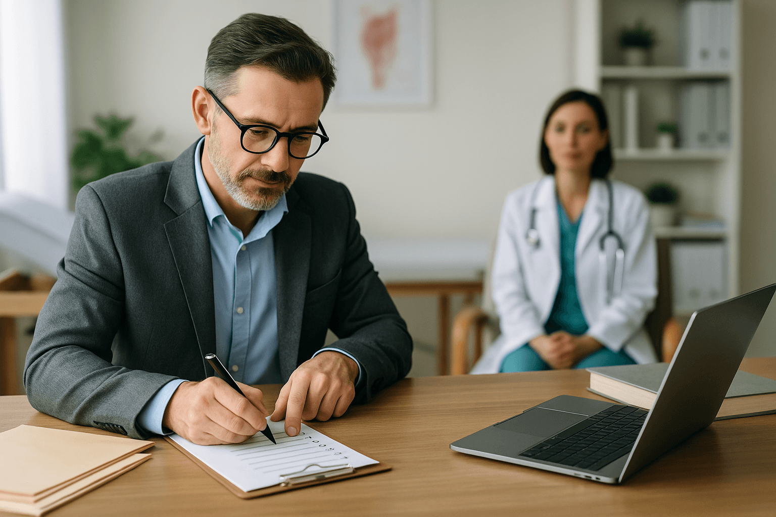 Médico no consultório